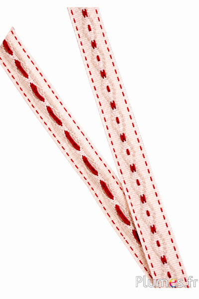 Satinband - Breite 12 mm - beige-rot